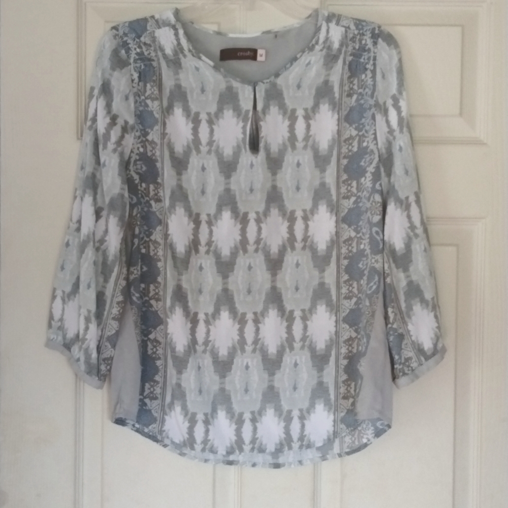 Crosby Women's Blue and Gray Boho Blouse